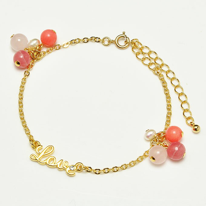 【ポイント20倍】 インカローズ ピンク珊瑚(コーラル) ローズクォーツ パール ブレスレット 天然石 パワーストーン