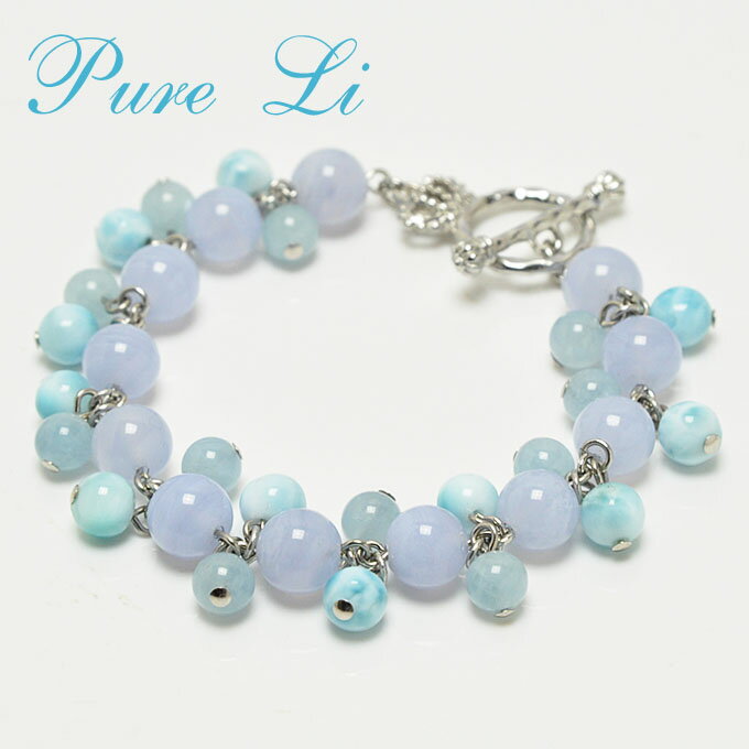 【ポイント20倍】 ブルーレースアゲート 8mm ラリマー アクアマリン 6mm ブレスレット パワーストーン 天然石