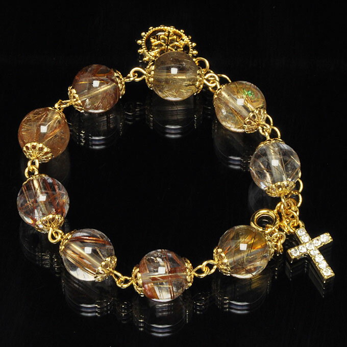 【ポイント20倍】 ミックスルチル 10mm玉 ブレスレット チャーム付き 天然石 パワーストーン