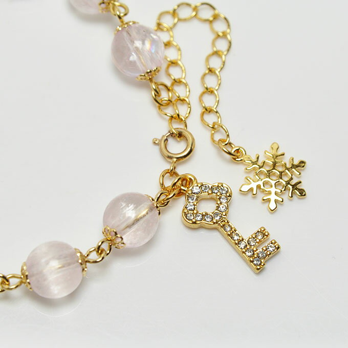 【ポイント20倍】 クンツァイト 8mm玉 ブレスレット チャーム付き天然石 パワーストーン