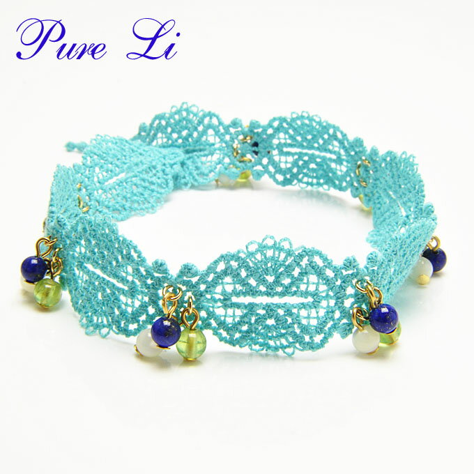 【ポイント20倍】 ラピスラズリ ペリドット マザーオブパール 刺繍 ブレスレット パワーストーン 天然石