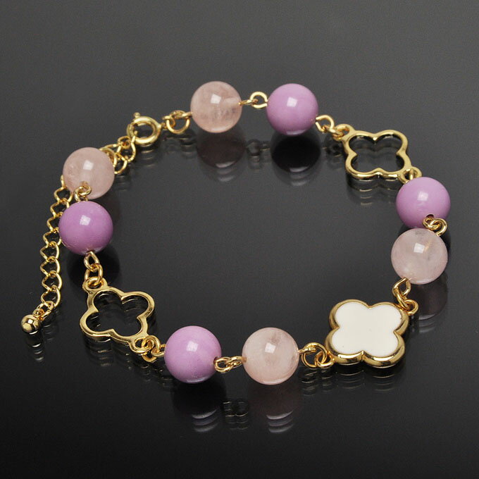 【ポイント20倍】 【限定2点】 フォスフォシデライト モルガナイト 四つ葉 ブレスレット 天然石 パワ−スト−ン