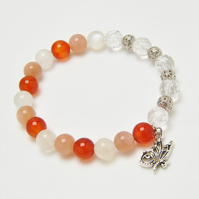 【ポイント20倍】 カーネリアン 8mm オレンジムーンストーン 8mm ムーンストーン 8mm ヒマラヤ水晶 カット8mm ブレスレット 天然石 パワーストー...