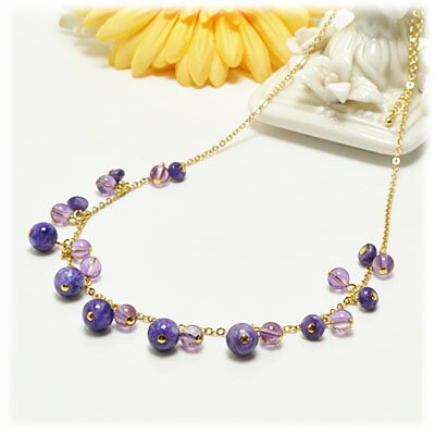 【ポイント20倍】 【限定1点】 チャロアイト アメジスト ネックレス 天然石 パワーストーン