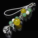 【ポイント20倍】 イエローカルサイト × アベンチュリン × マザーオブパール × 水晶 × サイドファセットカット水晶 ストラップ