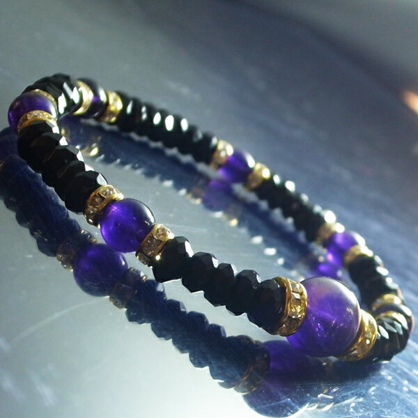 【ポイント20倍】 【意志を研ぎ澄ます】 アメジスト ×オニキス シュヴァルツ ブレスレット パワーストーン 天然石 腕輪 アクセサリー メンズ 厄除け 風水 ...