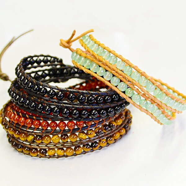 【タイムセール】 セレブで話題 2連巻き 高品質 天然石(4mm)・レザーブレスレット パワーストーン 天然石 腕輪 アクセサリー レディース メンズ 厄除け ...