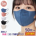【タイムセール】 爽快♪小顔効果♪人気急上昇!らくらく 3D マスク 不織布 立体 50枚 500枚 全5色 マスク 不織布 大人 耳が痛くならない 送料無料 マスク不織布カラー 小顔 エコマスク