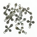 リーフクロス チャーム 17×20mm 10点入り アンティークシルバー(銀古美) 真鍮 素材 アクセサリーパーツ
