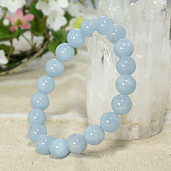 【ポイント20倍】 3月誕生石 3A級 アクアマリン 藍玉 φ10mm ブレスレット パワーストーン 天然石 腕輪 数珠 丸玉 アクセサリー レディース メンズ...