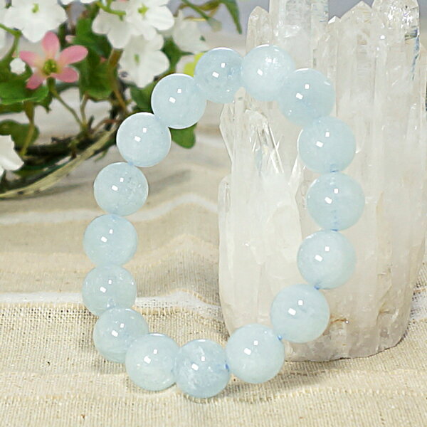 【ポイント20倍】 3月誕生石 3A級 アクアマリン (淡) 藍玉 φ12mm ブレスレット 【送料無料】 パワーストーン 天然石 腕輪 数珠 丸玉 アクセサリ...