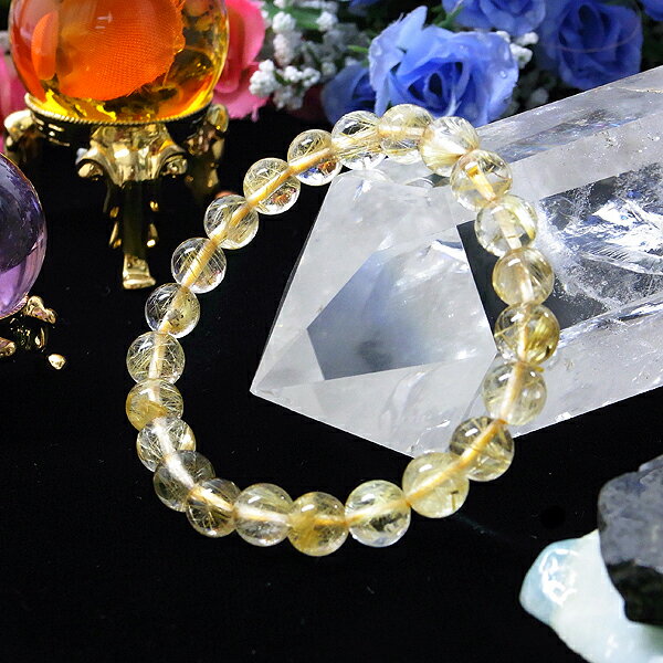 【ポイント20倍】 4A級 ゴールド ルチルクォーツ 8mm 丸玉 ブレスレット パワーストーン 天然石 腕輪 アクセサリー レディース ブレスレット メンズ ...