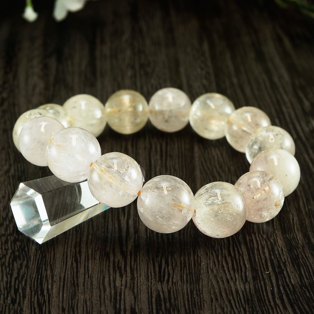 【ポイント20倍】 恋愛の石 3A級 クンツァイト (イエロー) 丸玉 13mm ブレスレット 数珠 腕輪 天然石 パワーストーン レディース 女性向け メンズ...