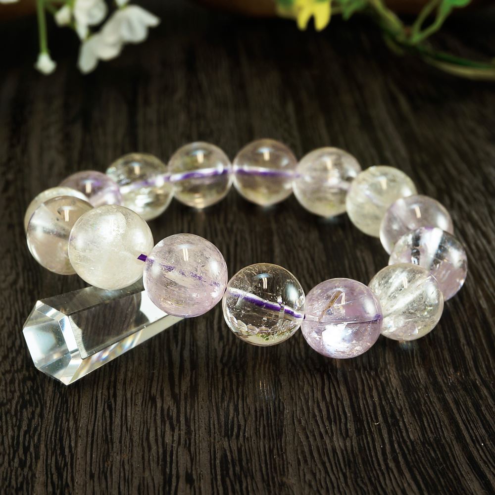 【ポイント20倍】 恋愛の石 5A級 クンツァイト (パープル) 丸玉 15mm ブレスレット 数珠 腕輪 天然石 パワーストーン レディース 女性向け メンズ...