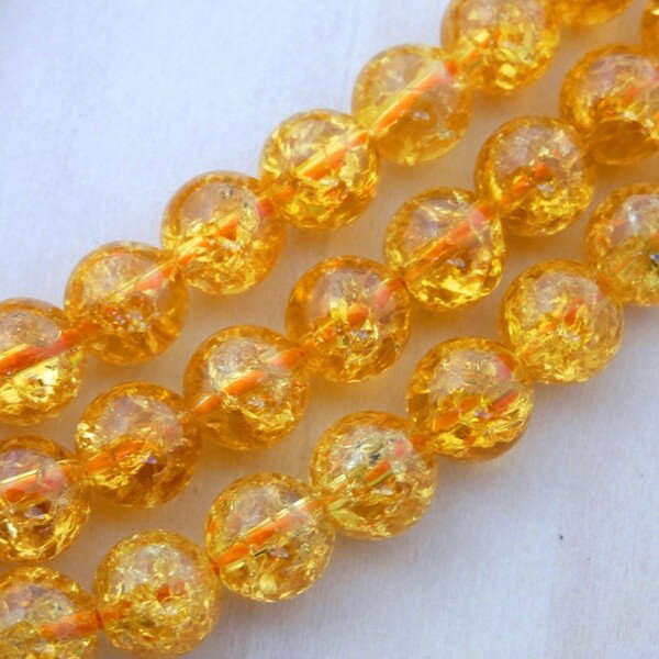 【タイムセール】 クラックシトリン(爆裂黄水晶) 一連 (φ6mm-12mm) 丸玉 連売り 1連 個別売り パワーストーン 天然石 アクセサリーパーツ 素材 ...
