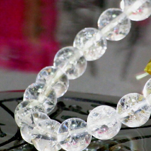 【タイムセール】 4月誕生石 願いが叶う?!天然クラック 水晶 ブレスレット8mm パワーストーン 天然石 腕輪 アクセサリー レディース メンズ カジュアルデ...