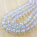 【タイムセール】 4月誕生石 <虹>レインボーオーラ水晶 一連 (φ6mm-10mm) 連売り 素材 パーツ