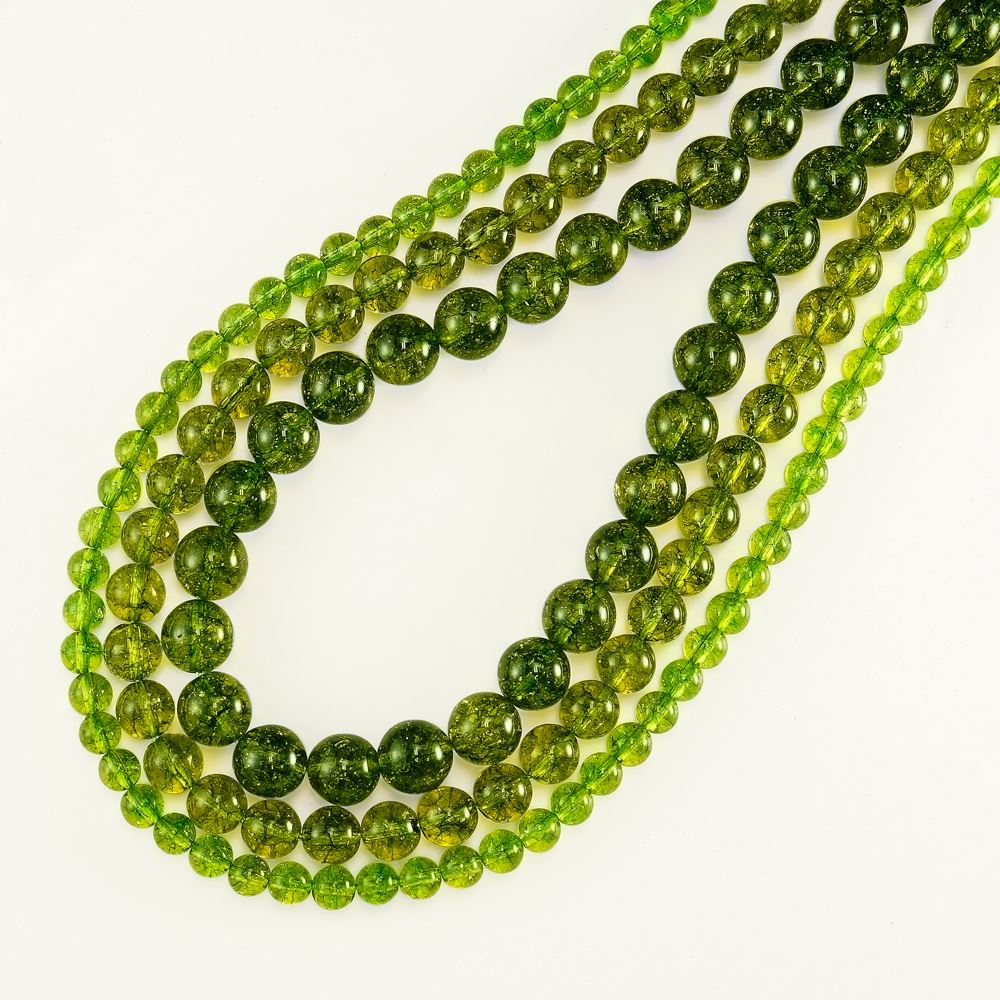 【ポイント20倍】 〈染色〉ペリドット (橄欖石) 一連 (φ6mm-10mm) 丸玉 連売り 1連 個別売り パワーストーン 天然石 アクセサリーパーツ 素材...