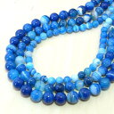 【タイムセール】 藍紋メノウ 一連 (φ8mm-12mm) 丸玉 連売り 1連 個別売り パワーストーン 天然石 アクセサリーパーツ 素材 material