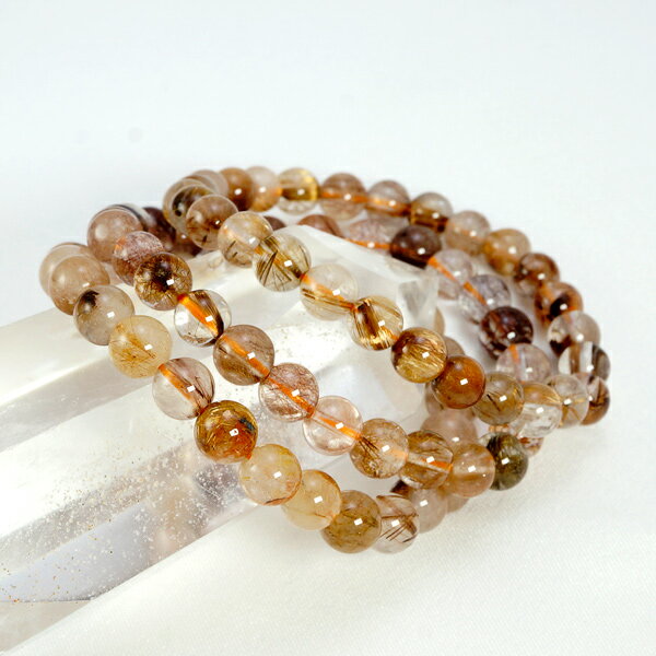 【ポイント20倍】 【ランダムカラー】 ルチルクォーツ 【針水晶】3点セット 6〜7mm 丸玉 ブレスレット パワーストーン 天然石 腕輪 アクセサリー 厄除け...