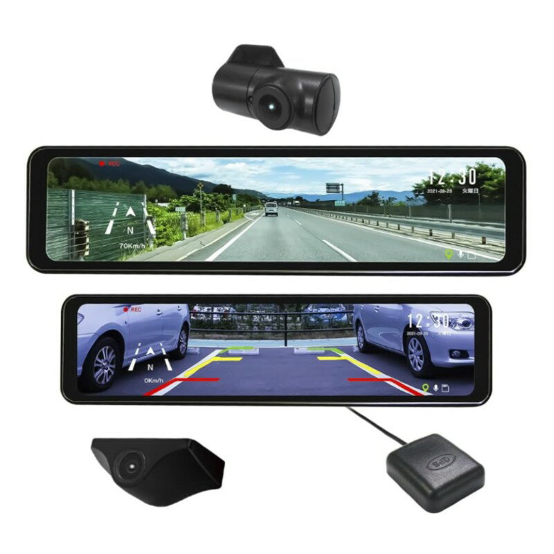 FC-DR-MS22 FRC デジタルミラードライブレコーダー 前後2カメラ 10.88型液晶 200万画素 SDカード（32GB）12/24V 日本製 3年保証