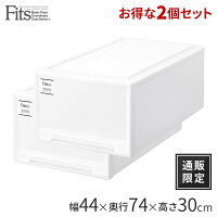 ◆クーポン対象外◆【通販限定】フィッツケース モノ ディープL 2個セットfits 衣装ケース 収納ケース 収納ボックス 収納 ケース 引き出し 引出し 押入れ クローゼット プラスチック 奥行74 幅44 ホワイト 白 おしゃれ 衣類 天馬