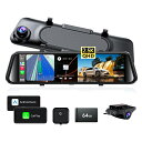 JADO ドライブレコーダー ミラー型 2.5K 12インチ CarPlayとAndroidAuto 前後カメラ バックガイド線調整可 Type-C UHD大画...