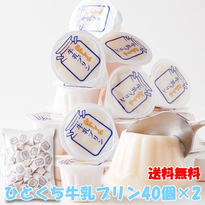 【送料無料】ひとくち牛乳プリン 40個×2 個包装 濃厚 プリン 牛乳 牛乳プリン プチ 一口サイズ おやつ お菓子 お徳用 得用 大容量 スイーツ デザート 洋菓子 大容量 大量 クリスマス ハロウィン 文化祭 誕生日 母の日 詰め合わせ プチギフト 保存食 買いまわり ご自宅用