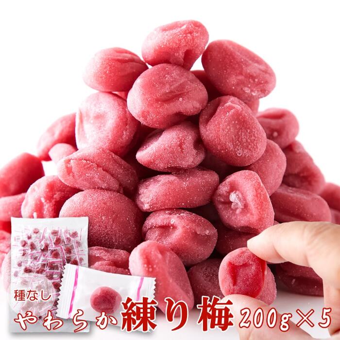 【送料無料】やわらか練り梅 200g×5 個包装 | 国産 種なし ねり梅 ねりうめ うめぼし 梅 梅肉 紀州 南高梅 小梅 和菓子 食品 加工品 お茶請け 塩分補給 おやつ 甘酸っぱい 駄菓子 大容量 大量 お徳用 夏 得用 アウトドア ハイキング 登山 お茶請け 茶菓子 お菓子 梅の実