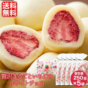 【送料無料】 贅沢まるごといちごのホワイトチョコ 250g×5 個包装 | チョコレート チョコ お菓子 イチゴ ホワイトデー バレンタインデー お返し 苺 女性 お菓子 乾燥 ギフト フリーズドライ フルーツ 果物 スイーツ イベント 洋菓子 おやつ 間食 デザート 大容量 お得