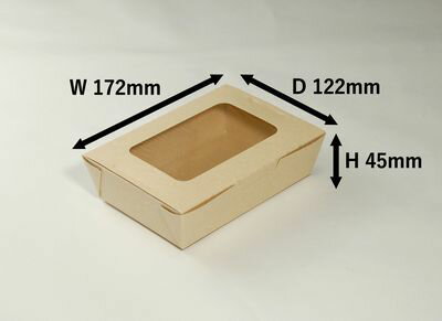 クラフトBOX窓付きS　紙 使い捨て 弁当 サラダ サンド おしゃれ エコ 業務用 テイクアウト　耐水・耐油 かんたんロック式　一体型　積み重ね可能 2