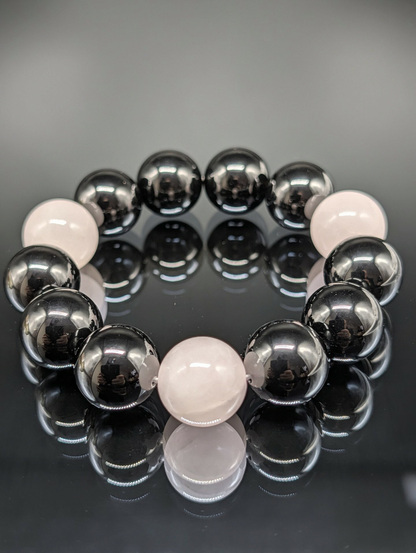 天然石・Ohana楽天市場店のパワーストーン ローズクォーツ モリオン 16mm ブレスレット 天然石 黒水晶 紅水晶 厄除け 強力守護 お守り 癒し 縁結び 良縁 メンズ レディース ユニセックス｜アングル2
