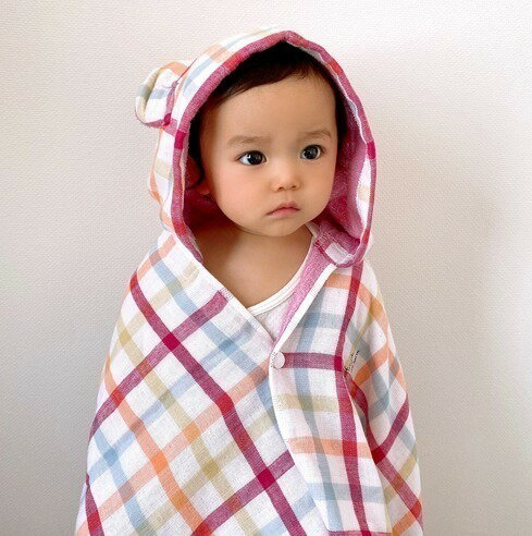Kontex デュオ フード付き バスタオル 子供用 可愛い プレゼントにオススメ ギフト チェック柄 お風呂アイテム キッズ Kontex デュオ フード付き バスタオル 子供用 可愛い プレゼントにオススメ ギフト チェック柄 お風呂アイテム キッズ