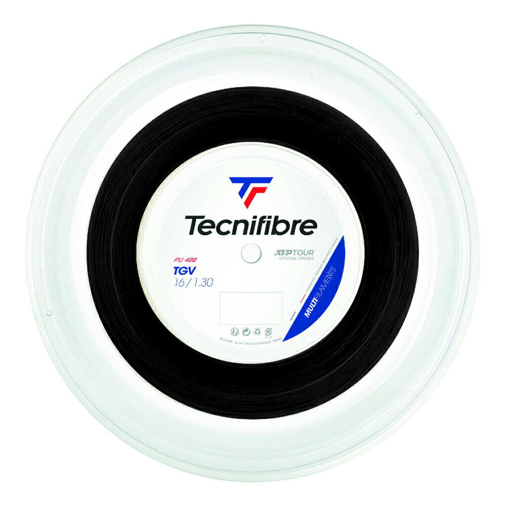 テクニファイバー TGV ブラック 200Mロール (1.25mm/1.30mm) 硬式テニス マルチフィラメントガット (Tecnifibre TGV …