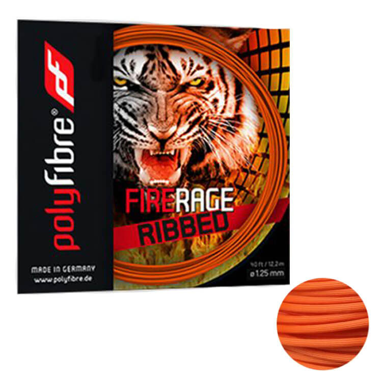 ポリファイバー ファイアレイジ リブド（1.25mm）硬式テニスガット ポリエステル ガット Polyfibre FIRERAGE RIBBED（1.25mm）strings