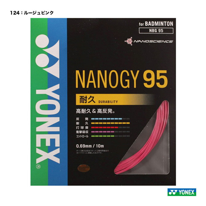 ヨネックス YONEX ガット　バドミントン用　単張り ナノジー95（NANOGY 95） 0.69 ルージュピンク NBG95（124）