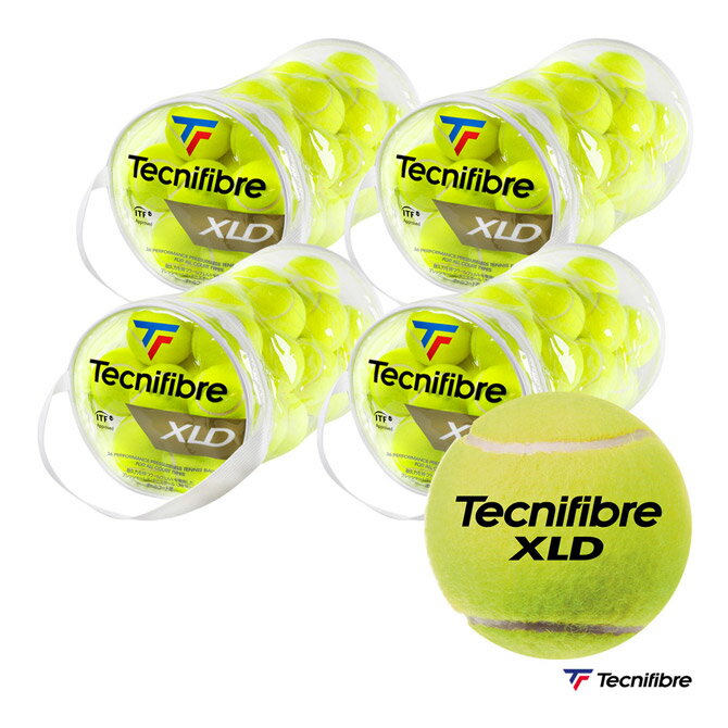 テクニファイバー Tecnifibre テニスボール XLD（エックスエルディー） 36球入 1箱（4袋/144球） TBGZXD1