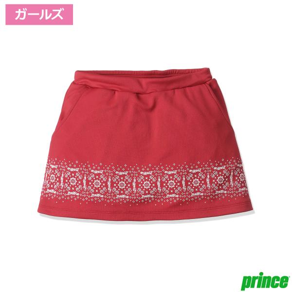 ラケットスポーツブランドPrince(プリンス)のガールズ スカート。 裾にバンダナ柄プリントを施した、シンプルなガールズスカート 素材：ポリエステル100％ カラー：レッド 機能：【吸汗速乾/UPF45