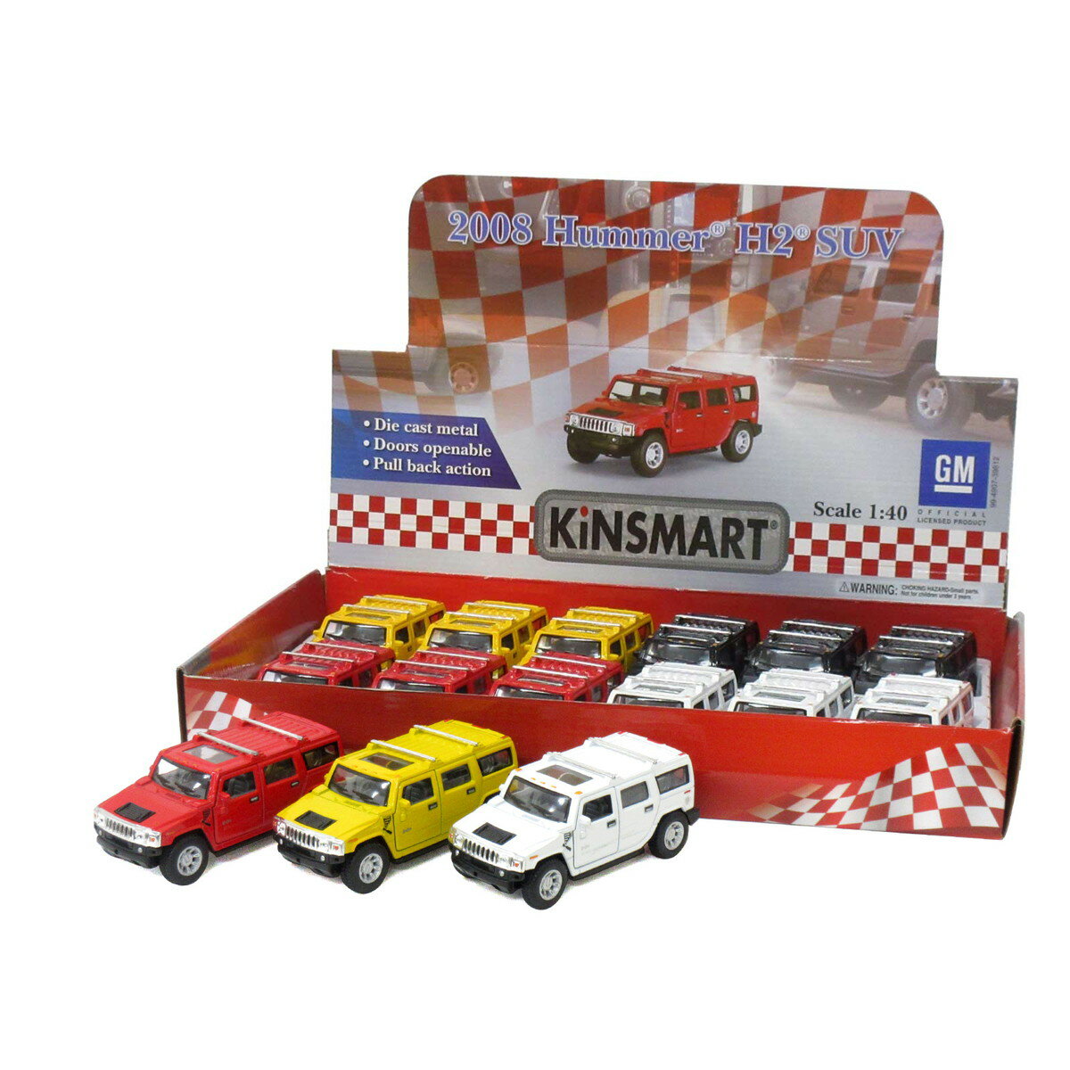 KiNSMART キンスマート プルバックミニカー 1/40 ハマー H2SUV (2008) 3色アソート 12個入りBOX 誕生日 クリスマス プレゼント ギフト ラッピング可 201-591