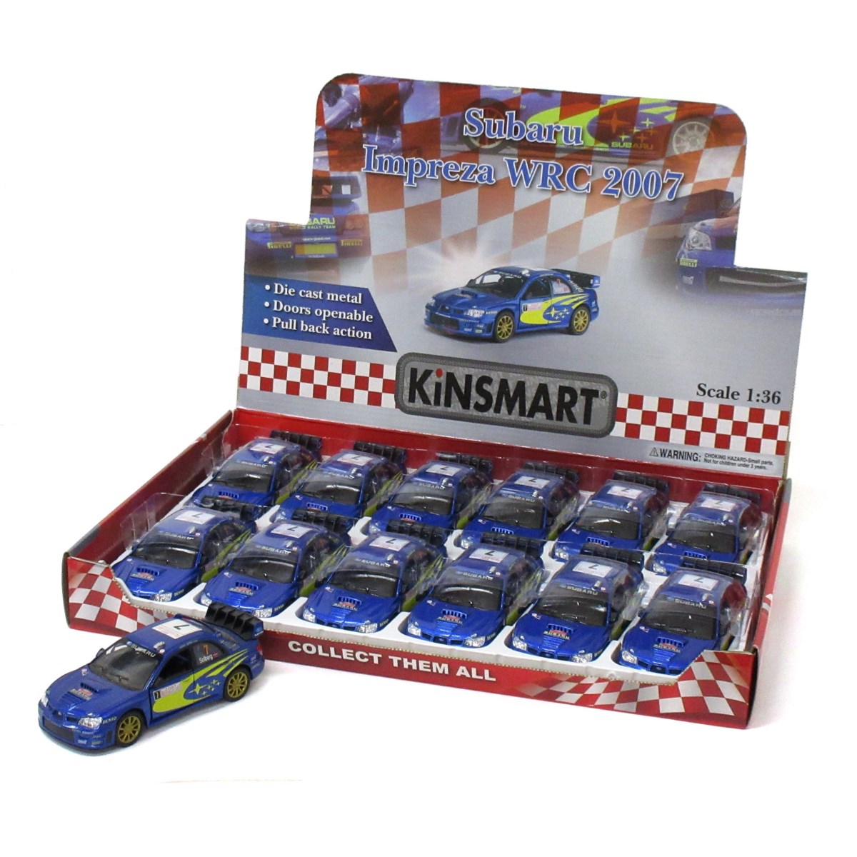 KiNSMART キンスマート プルバックミニカー 1/36 スバル インプレッサ WRC 12個入りBOX 誕生日 クリスマス プレゼント ギフト ラッピング可 201-610