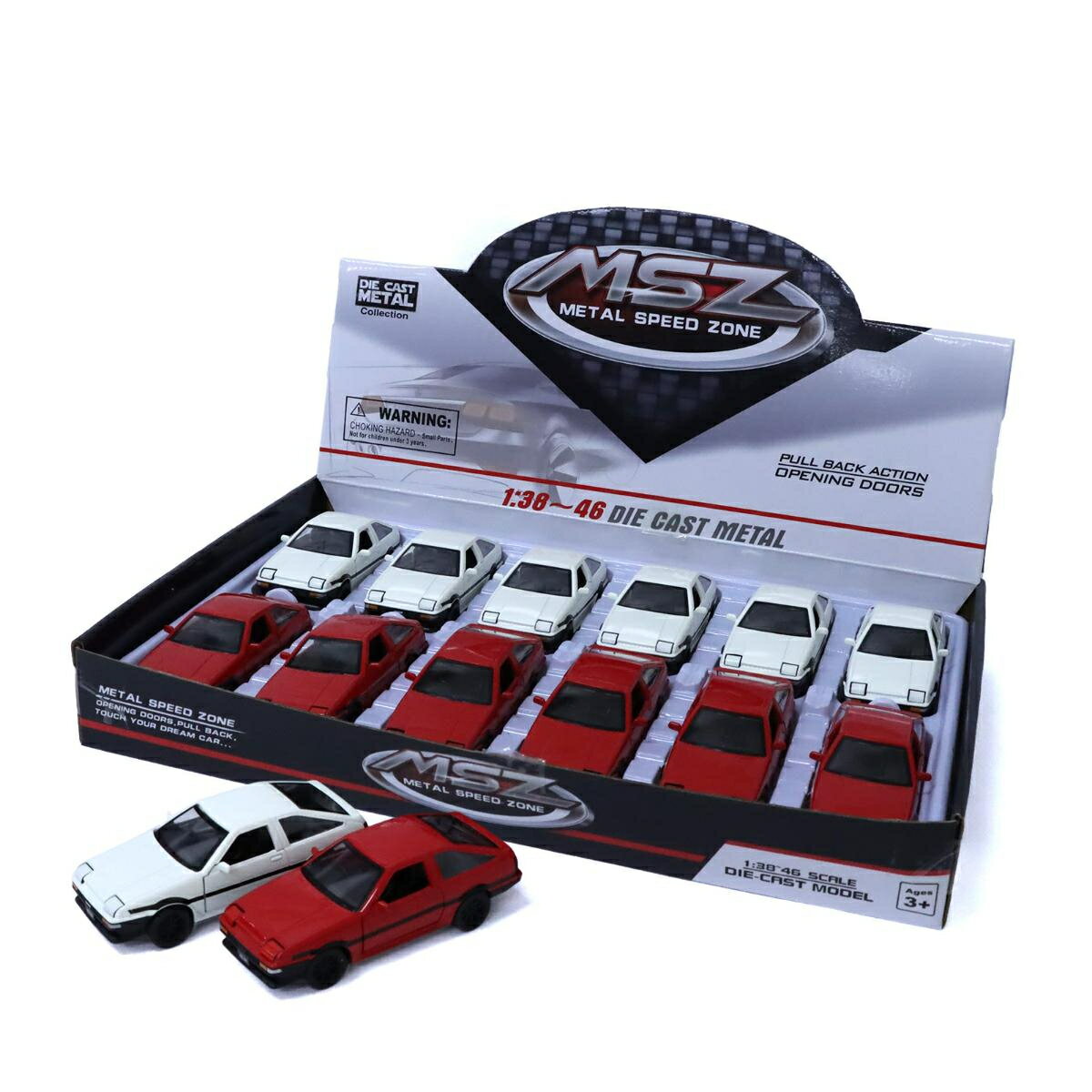 MSZ ダイキャスト プルバックミニカー 1/37 トヨタ AE86 トレノ 2色アソート 12個入りBOX 201-832
