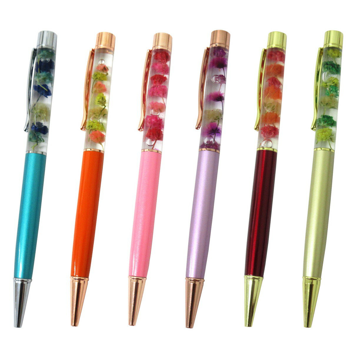 【楽天スーパーSALE・半額】【P5倍】ハーバリウムボールペン 1本 単品 選べる6色 インク色黒 文房具 ビ..