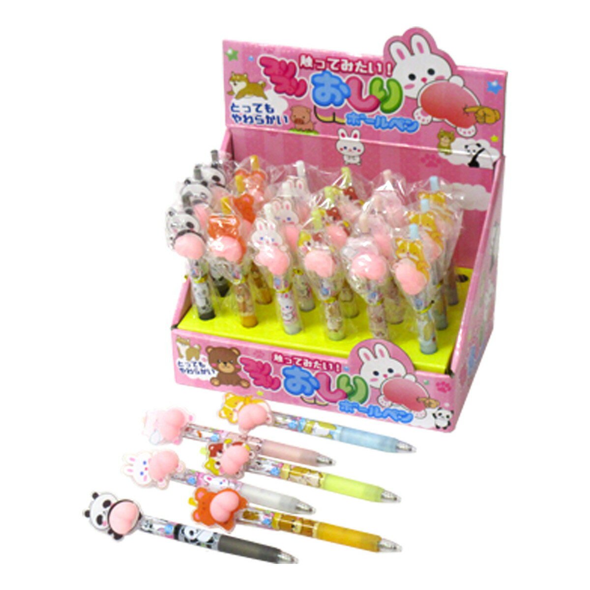 【楽天スーパーSALE・半額】【P5倍】プリプリおしりボールペン 6種アソート 24本入りBOX ゲルタイプ ボ..