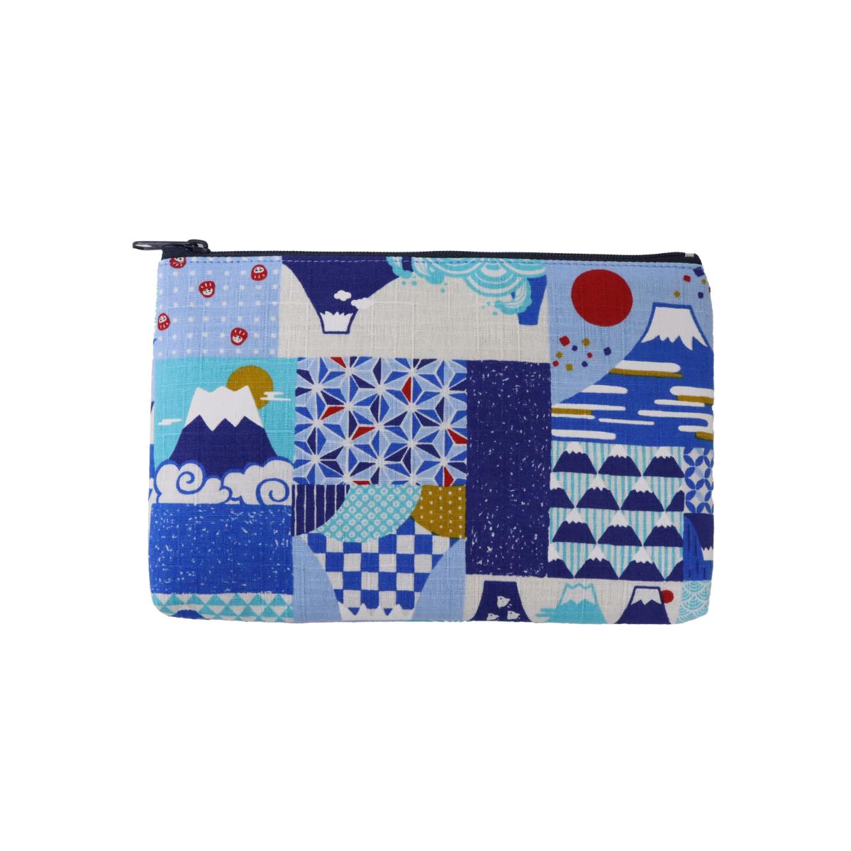 富士山プリント 角平ポーチ 日本製 小物入れ 303-731