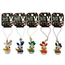 クリスタルビーズ ストラップ うさぎ 5色 バラ 子供 景品 誕生日 クリスマス プレゼント ギフト 604-695