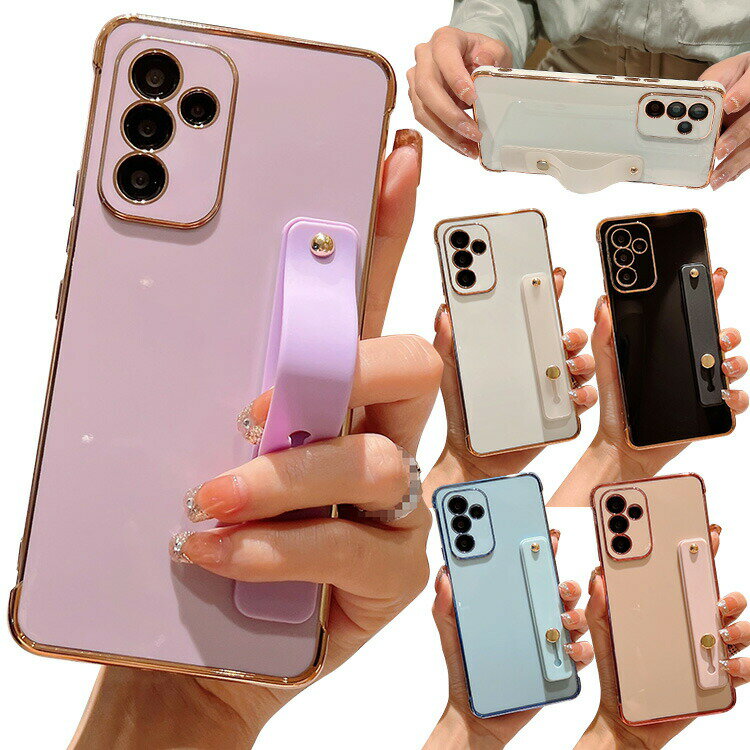 Rakuten - Galaxy A55 5G ケース 耐衝撃 メッキ シリコン ソフト ケース スタンド機能 持ち手 ベルト スマホバンド 落下防止ベルト スマホベルト 片手操作 取っ手 ストラップ穴 Samsung サムスン ギャラクシー A55 5G スマフォ/スマホケース/カバー スマホケース カバー シンプル