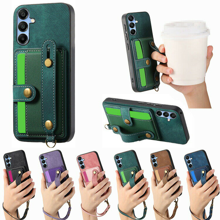 Rakuten - Galaxy A55 5G ケース 耐衝撃 カバー PUレザー 持ち手 ベルト 落下防止ベルト スタンド機能 カード収納 ストラップ付き 可愛い/かわいい エレガント レディース スマホベルト 片手操作 取っ手 Samsung サムスン ギャラクシー A55 5G おすすめ おしゃれ 耐衝撃ケース