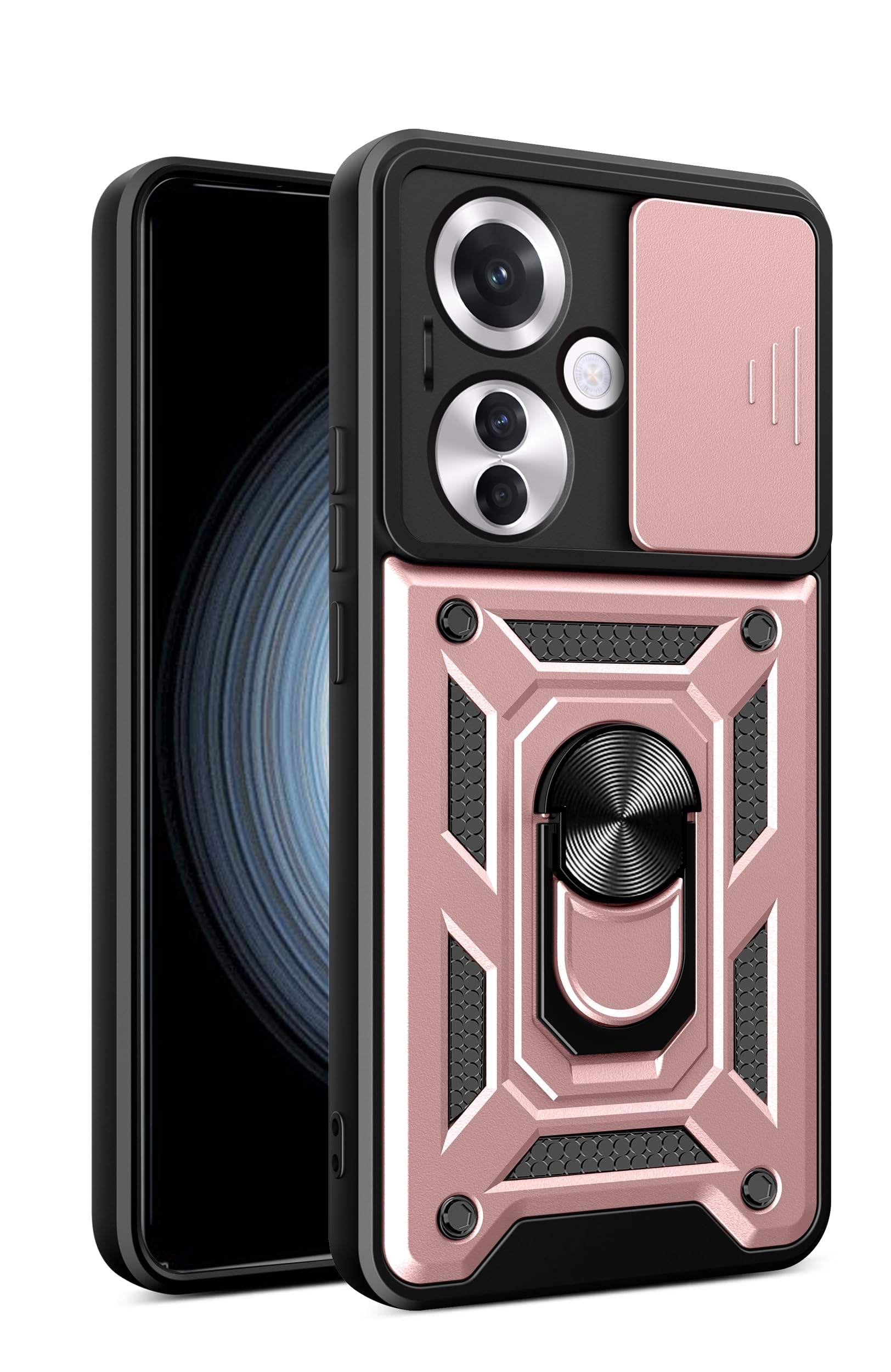 OPPO Reno13 A OPPO Reno 11A ケース『AFINER』新型 TPU+PC カバー リング 360度回転 スタンド機能 車載ホルダー対応 レンズ保護 OPPO Reno 11A 専用 耐衝撃 衝撃吸収 指紋防止 擦り傷防止 着脱簡単 （ブラック）