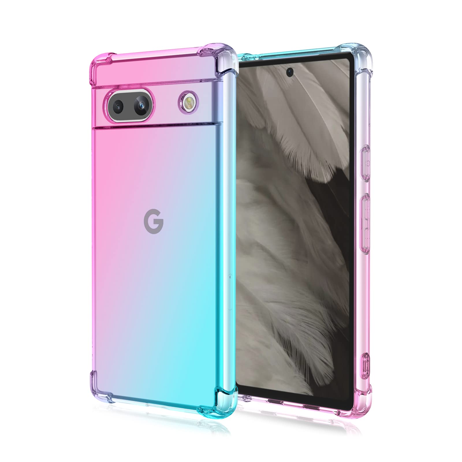 Rakuten - Google Pixel 10/10 Pro対応ケース グラデーションカバー 四角エアクッション 耐衝撃 Google Pixel 10/10 Pro適用クリアTPUソフトケース 全面保護 軽量 落下防止透明保護カバー ピンク＆グリーン 耐衝撃ケース 傷に強い 丈夫 おすすめ カワイイ オススメ