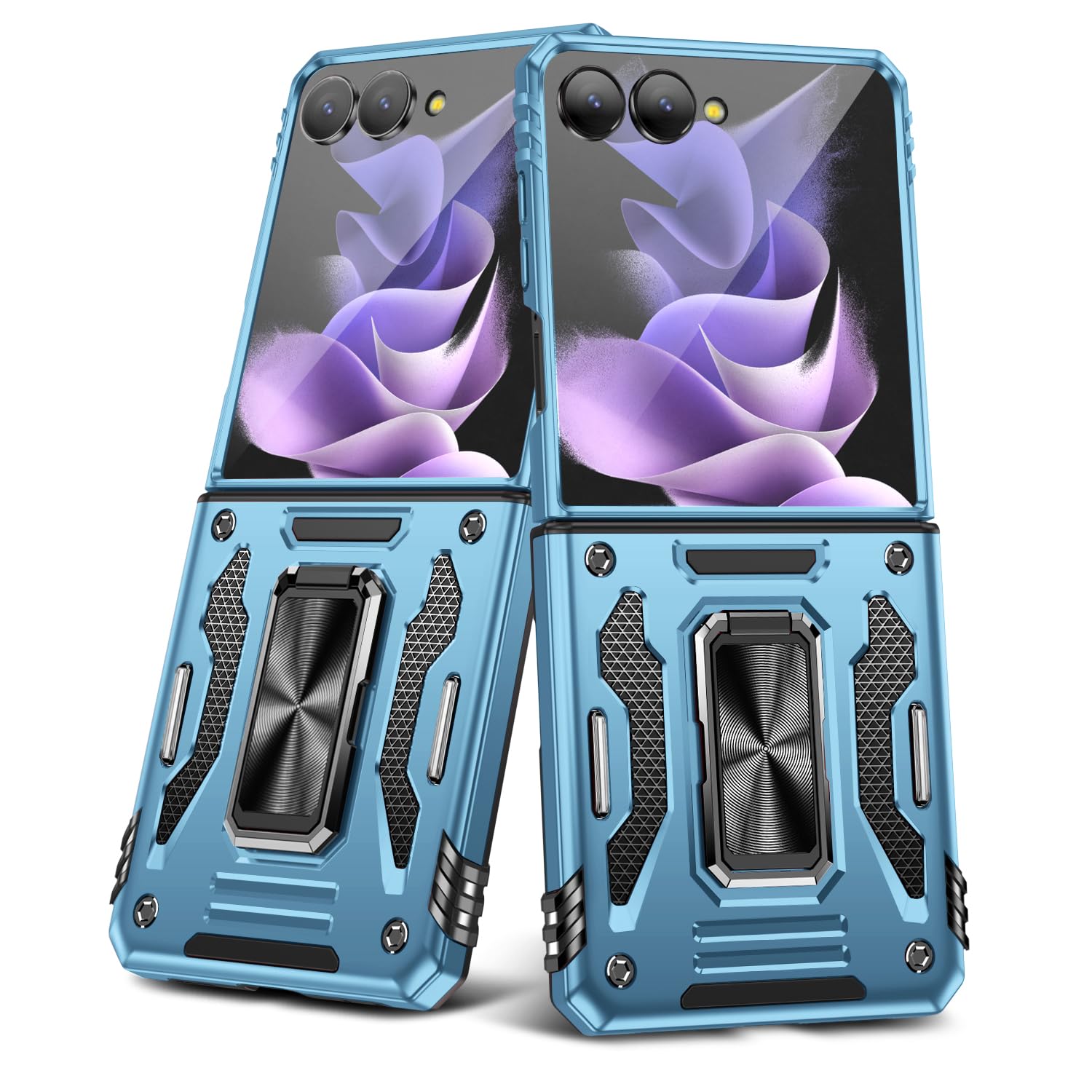 Rakuten - Galaxy Z Flip7 ケース リング付き スライド式カメラカバー 耐衝撃 スタンド機能 車載ホルダー対応 レンズ保護 ギャラクシー Z フリップ7 スマホケース PC+TPUバンパー 防塵 人気 落下防止 滑り止め 指紋防止 携帯カバー 赤